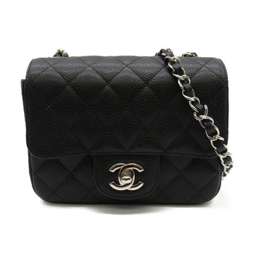 CHANEL Mini Matelasse ChainShoulder Bag Black Caviar Skin [Grained Calf] A35200