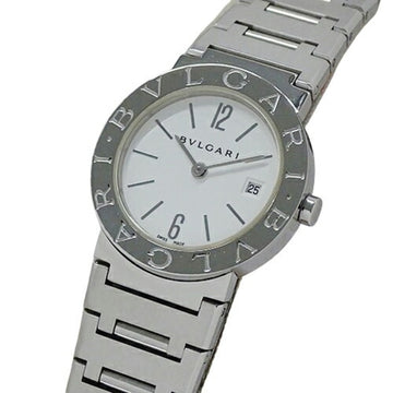 BVLGARI Watch Ladies Date Quartz Stainless Steel SS BB26SS Silver White Polished