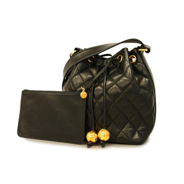 CHANEL Shoulder Bag Matelasse Lambskin Black Women's