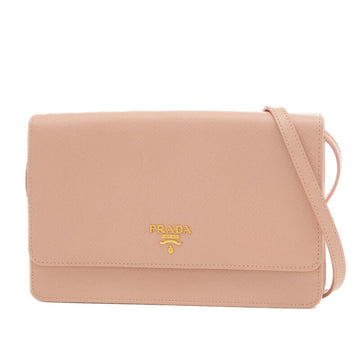 PRADA Saffiano Leather Shoulder Wallet Pink 1M1361