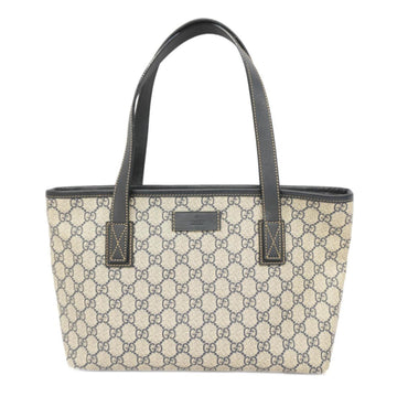 GUCCI Tote Bag GG Supreme 211138 Leather Navy Beige Women's