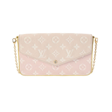LOUIS VUITTON Monogram Empreinte Pochette Felicie Chain Wallet Pink Beige M81359 Women's Leather Shoulder Bag