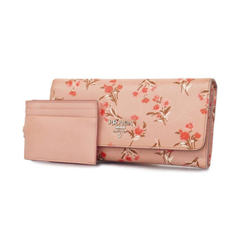 PRADA Long Wallet Saffiano Leather Pink Multicolor Women's