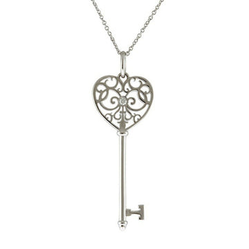 TIFFANY Enchant Heart Key Necklace 18K Diamond Women's &Co.