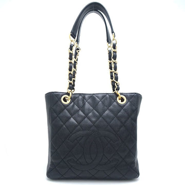 CHANEL PST Tote A50994 Shoulder Bag Caviar Skin Black 351254