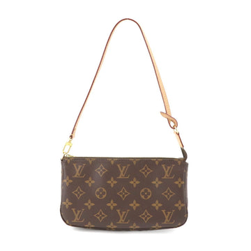 LOUIS VUITTON Monogram Pochette Accessoires Hand Bag Brown M40712 Gold Hardware