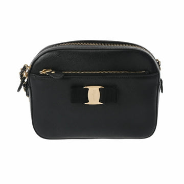 SALVATORE FERRAGAMO Ferragamo Vara Ribbon Chain Shoulder Black FZ 21 F568 Women's Leather Bag