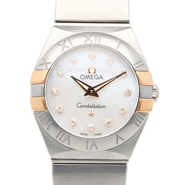 OMEGA Constellation Watch Stainless Steel 12320246055005 Quartz Ladies 12P Diamond Mother of Pearl