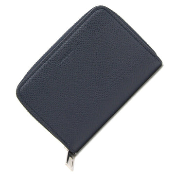 BALLY Coin Case Black Leather Purse Card Navy Blue Men's