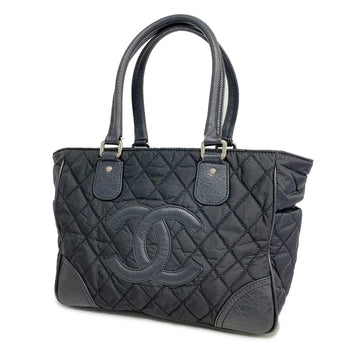 CHANEL handbag leather nylon black ladies