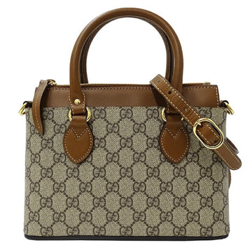 GUCCI Bag Women's GG Supreme Handbag Shoulder 2way Beige Brown 453177