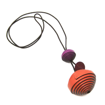HERMES Jojoba Leather Ball Leather Women's Pendant Necklace [Dark Brown,Orange,Purple]