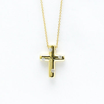 TIFFANY Dots Cross Diamond Yellow Gold [18K] Diamond Men,Women Fashion Pendant Necklace [Gold]