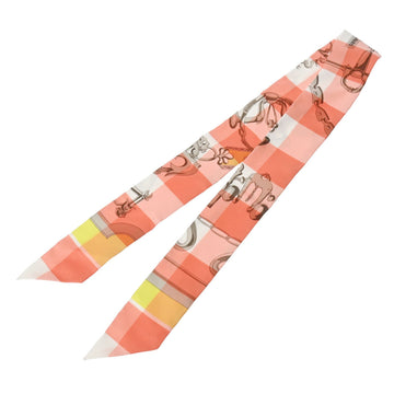 HERMES MORS ET GOURMETTE Twilly Salmon Citron - Women's 100% Silk Scarf Muffler