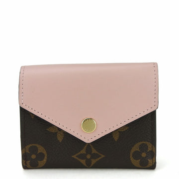 LOUIS VUITTON Zoe Wallet M62933 Monogram Canvas Leather Rose Ballerine Pink Brown Compact Women's