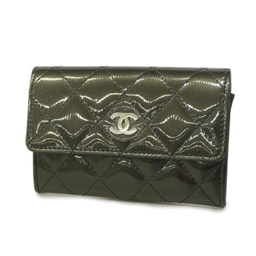 CHANEL Business Card Holder/Card Case Matelasse Patent Leather Black Ladies