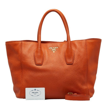 PRADA Vitello Dino Handbag Shoulder Bag BN2694 Orange Leather Women's