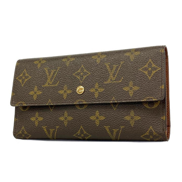 LOUIS VUITTON Tri-fold Long Wallet Monogram Portefeuille International M61217 Brown Men's Women's