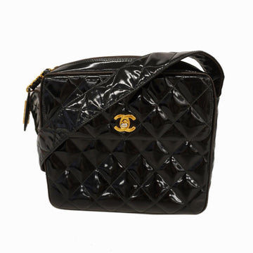 CHANEL Shoulder Bag Matelasse Patent Leather Black Ladies