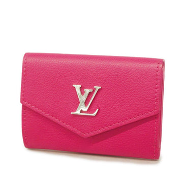 LOUIS VUITTON Trifold Wallet Portefeuille Lock M81563 Rose Pondicherry Women's