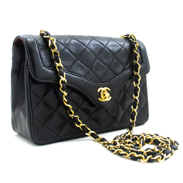 CHANEL Small Single Flap Chain Shoulder Bag Black Quilted Lambskin