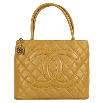 CHANEL 2000-2001 Medallion Tote Beige Caviar 78480