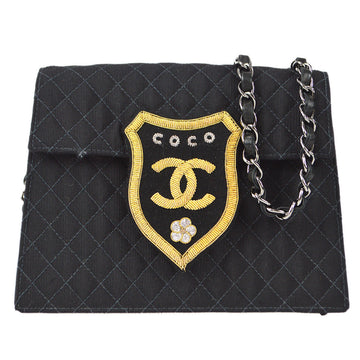 CHANEL * 2004-2005 Emblem Chain Shoulder Bag Black 78822
