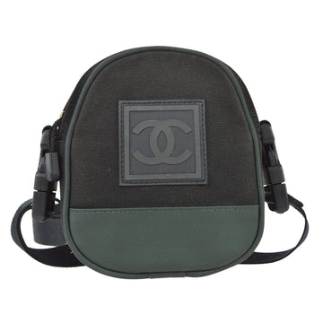 CHANEL 2003-2004 Sport Line Shoulder Bag Black Green 79230