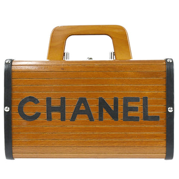 CHANEL Vanity Wooden Handbag Box Brown 89099