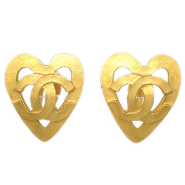 CHANEL 1995 Heart Earrings Gold Clip-On 95P 89110