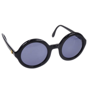 CHANEL Round Sunglasses Eyewear Black Small Good 98798