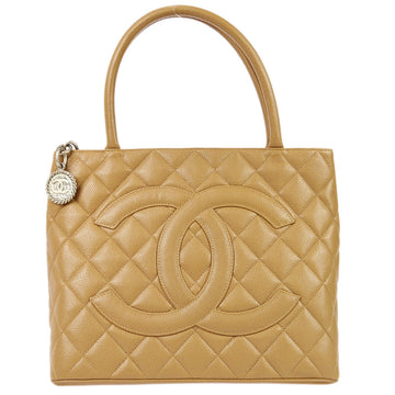 CHANEL 2001-2003 Medallion Tote SHW Beige Caviar 69176