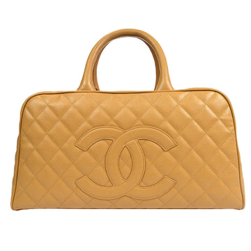 CHANEL 2004-2005 Bowling Bag 37 Beige Caviar 99513