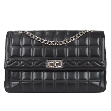 CHANEL 2000-2001 Black Lambskin Medium Mademoiselle Lock Straight Flap 67998