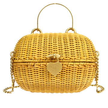 CHANEL * Heart Rattan Basket Chain Shoulder Bag 89732