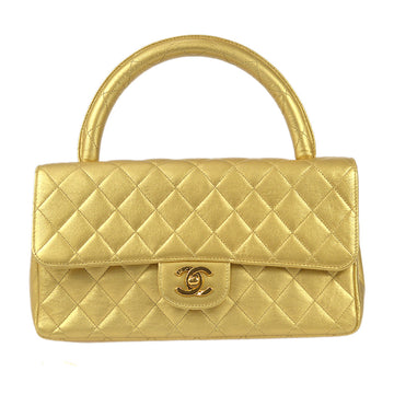 CHANEL 1991-1994 Classic Flap Handbag Gold Lambskin 89908