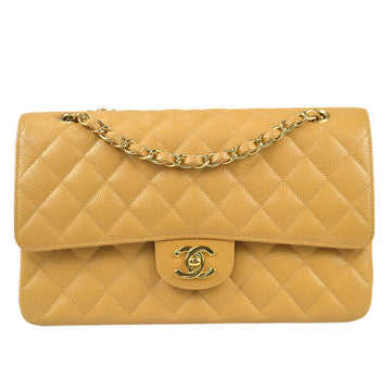 CHANEL 2004-2005 Classic Double Flap Medium Beige Caviar 99423