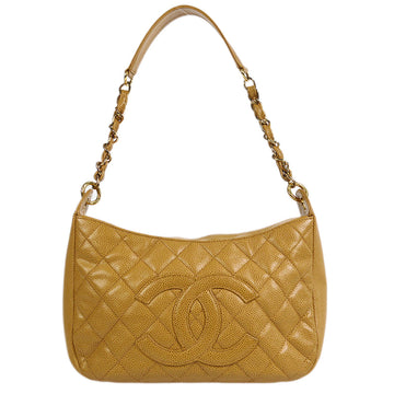 CHANEL 2003-2004 Hobo Bag Beige Caviar 99424