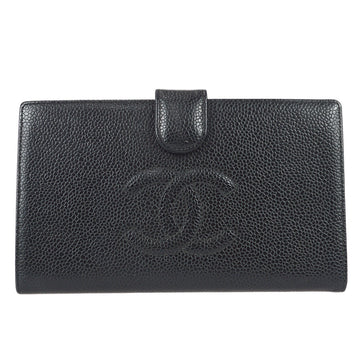 CHANEL 2004-2005 Timeless Long Wallet Black Caviar 99557