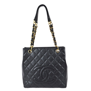 CHANEL 2003-2004 Black Caviar Petite Shopping Tote PST 69699