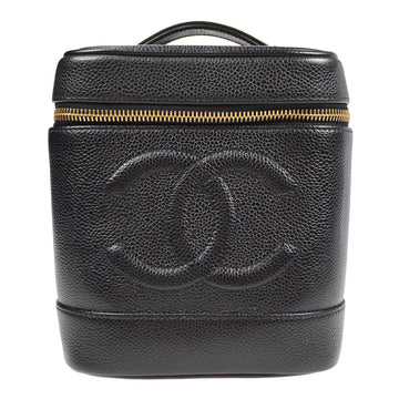 CHANEL 2001-2003 Timeless Vanity Handbag Black Caviar 69718