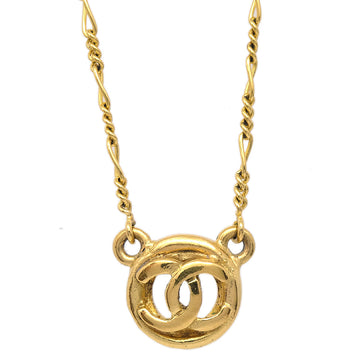 CHANEL 1983 Circled CC Gold Chain Pendant Necklace 69845