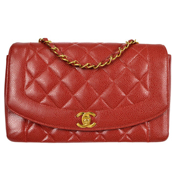 CHANEL 1994-1996 Red Caviar Medium Diana Flap Bag 69849