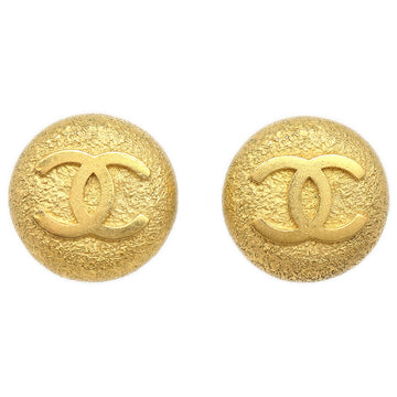 CHANEL Button Earrings Gold Clip-On Large 95A 69910