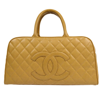 CHANEL 2003-2004 Bowling Bag 37 Beige Caviar 69694