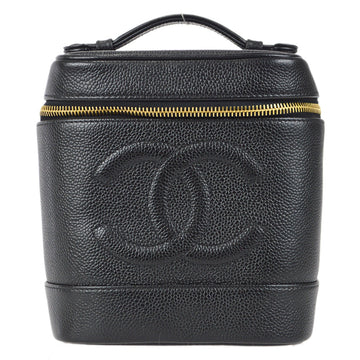 CHANEL 2001-2003 Vanity Handbag Black Caviar 88881