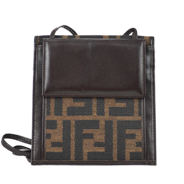FENDI Zucca Shoulder Bag Wallet Pochette Brown 89950