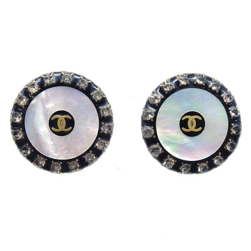CHANEL 1997 Mother of Pearl & Crystal Earrings Clip-On 69908