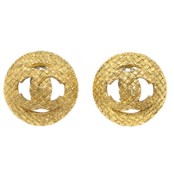 CHANEL Button Earrings Gold Clip-On 29/2889 69914