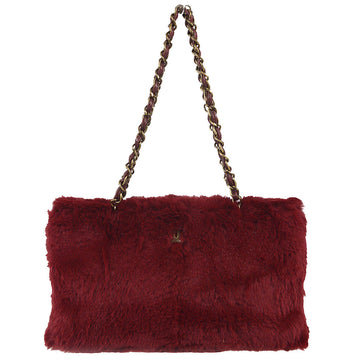 CHANEL 2000-2001 Chain Tote Bag Bordeaux Fur 160547